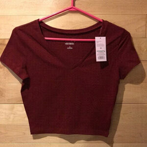 NWT Baby Tee berry maroon Crop Top medium